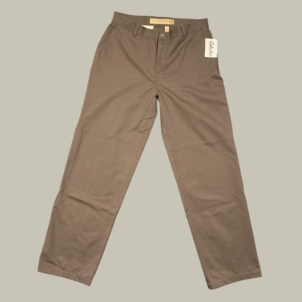 Cabela's Casuals Chino Pants Women 14 Birch Brown Wrinkle Free Twill Flat Front